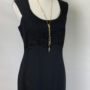 Carole Little Black Long Formal Crepe Dress Sz10